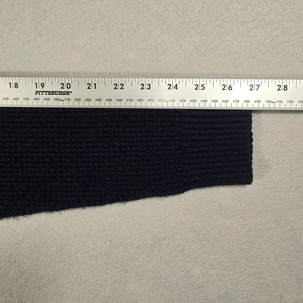 American Eagle Mens M Navy Blue Sweater Colorblock Ribbed Knit Crewneck Pullover